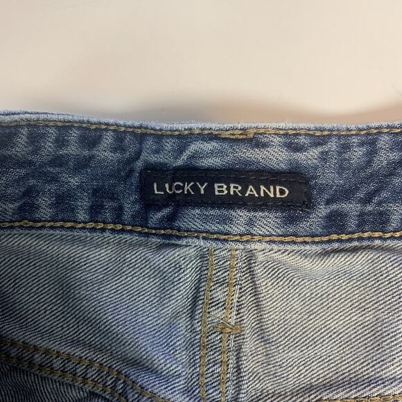 Lucky Shorts Women 6/28 Denim Mid-rise Boy Cut-Off Raw Edge Distressed Blue Jean - Picture 5 of 11